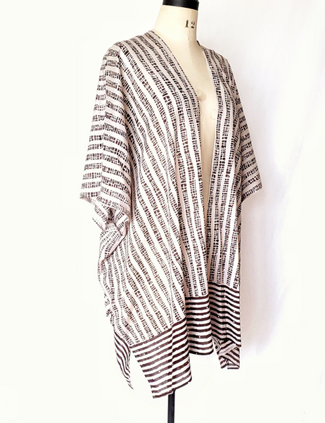Sale price Playa Kimono in Ecru-Espresso Wide Stripe print