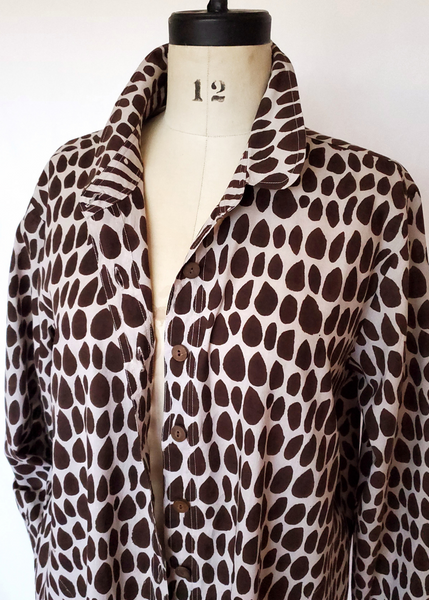 ELENA SHIRT IN ECRU ESPRESSO BUTTI PRINT