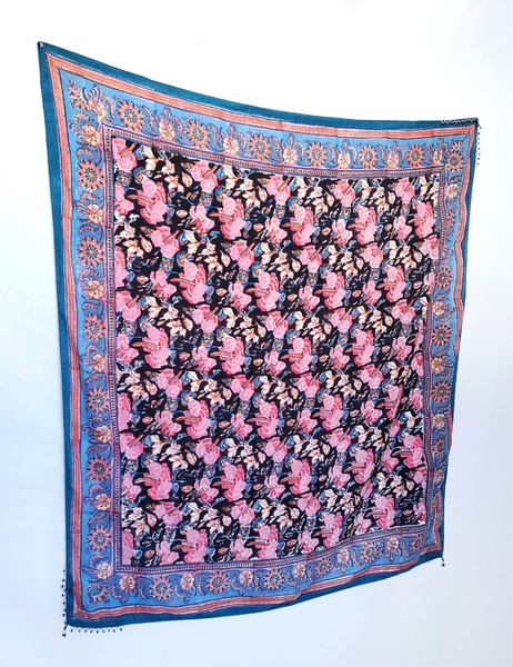 HAND BLOCK PRINTED LARGE SQUARE SCARF COTTON  RC - 01