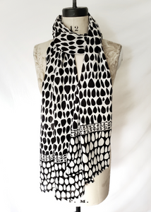 Long black and cream butti print stole scarf.