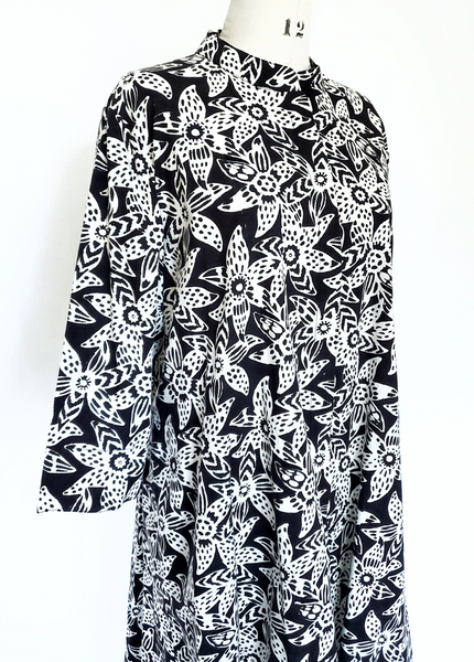 ISABELLA DRESS in Black and White MYSORE FLORAL print