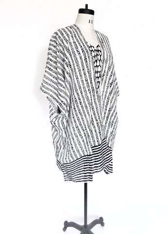 Sale Price Playa Kimono in Black and White Stripe print