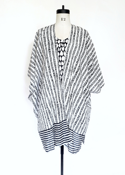 Sale Price Playa Kimono in Black and White Stripe print