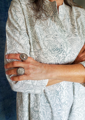 ISABELLA DRESS in Sage Green Pipli Chintz Print
