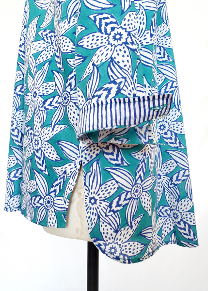 ELENA SHIRT in Blue and Turquoise Mysore Floral print