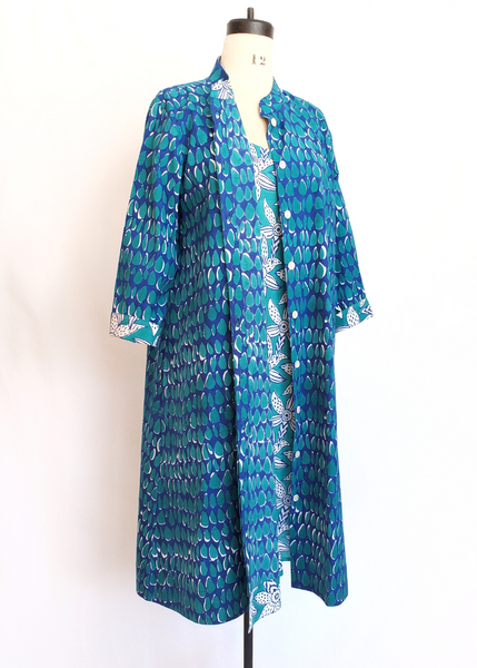 ISABELLA DRESS in Blue and Turquoise MYSORE BUTTI print