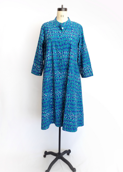 ISABELLA DRESS in Blue and Turquoise MYSORE BUTTI print
