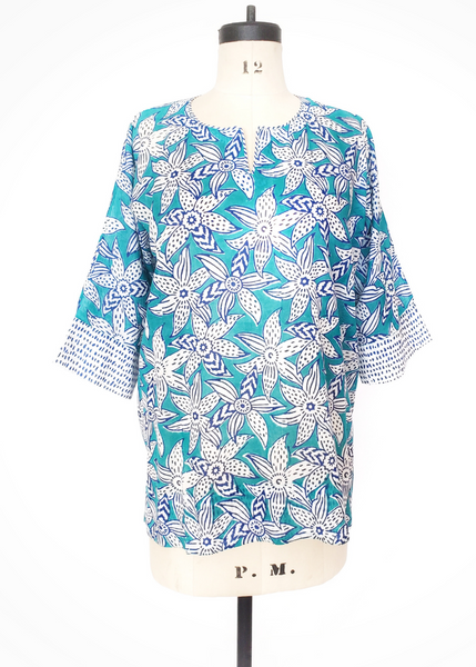 Sale price LIZA TOP in Blue and Turquoise MYSORE FLORAL print