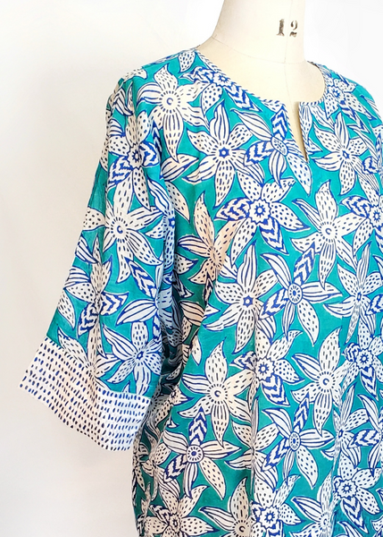 Sale price LIZA TOP in Blue and Turquoise MYSORE FLORAL print