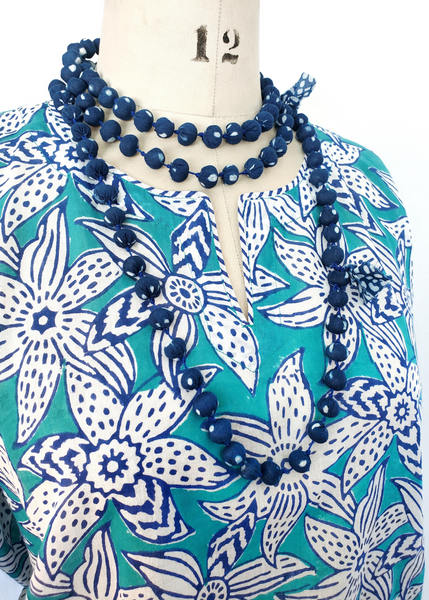 Sale price LIZA TOP in Blue and Turquoise MYSORE FLORAL print