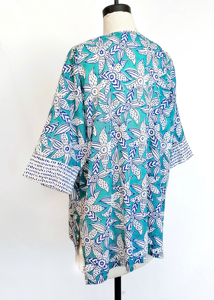 Sale price LIZA TOP in Blue and Turquoise MYSORE FLORAL print