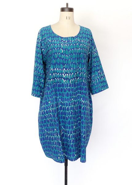 Sale Price Nadine Dress in Blue and Turquoise Mysore Butti print