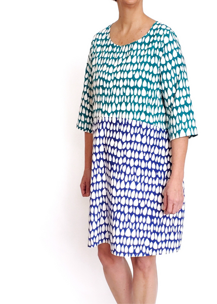 Sale price Nadine Dress in Blue and Turquoise Mysore Butti prints