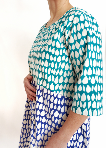 Sale price Nadine Dress in Blue and Turquoise Mysore Butti prints