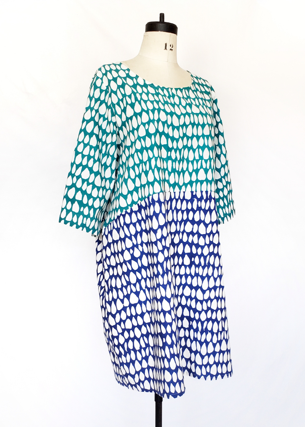 Sale price Nadine Dress in Blue and Turquoise Mysore Butti prints