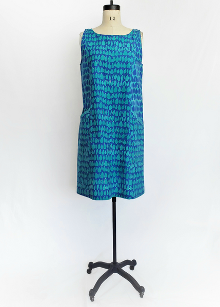 Pocket Jumper in Blue and Turquoise Butti Print