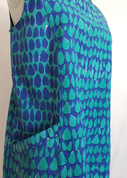 Pocket Jumper in Blue and Turquoise Butti Print