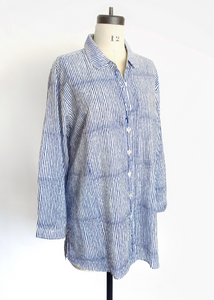 Sale Price ELENA SHIRT in Blue and White Mysore Pinstripe print