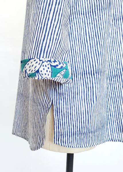 ELENA SHIRT in Blue and White Mysore Pinstripe print