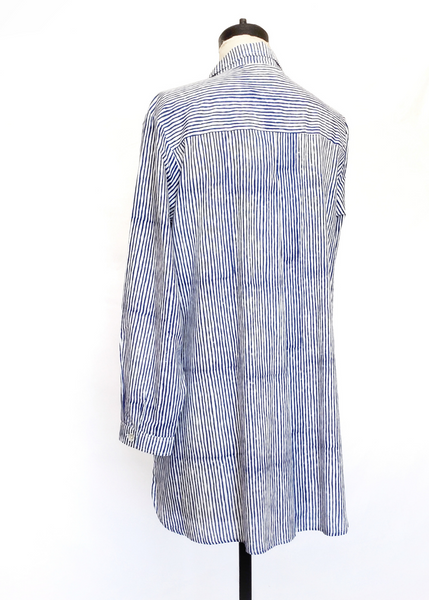 ELENA SHIRT in Blue and White Mysore Pinstripe print