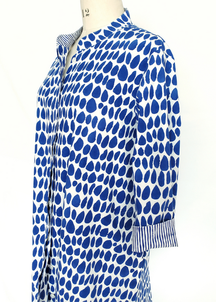 ISABELLA DRESS in Blue and White MYSORE BUTTI print