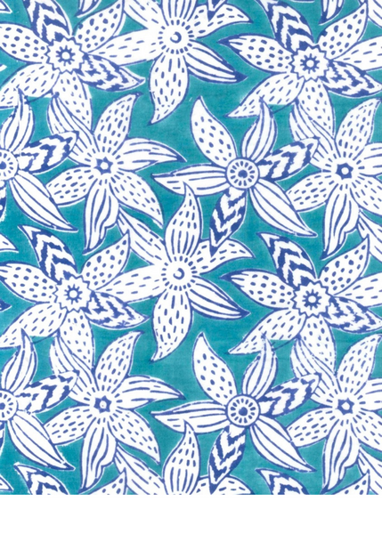 Stole Scarf in Blue, Turquoise and White Mysore Floral print