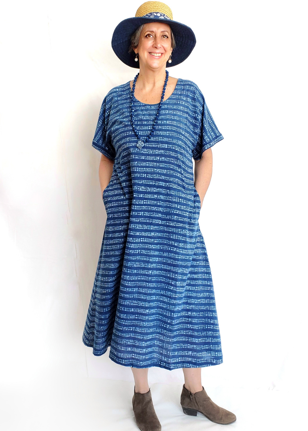 Sale price Doll Dress in Indigo and White, Wide Stripe print