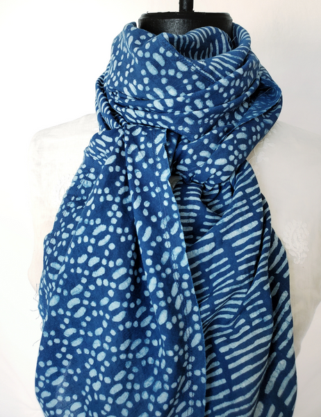 Bias Scarf in INDIGO MONSOON resist print