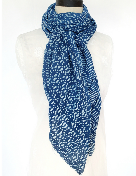 Bias Scarf in INDIGO MONSOON resist print