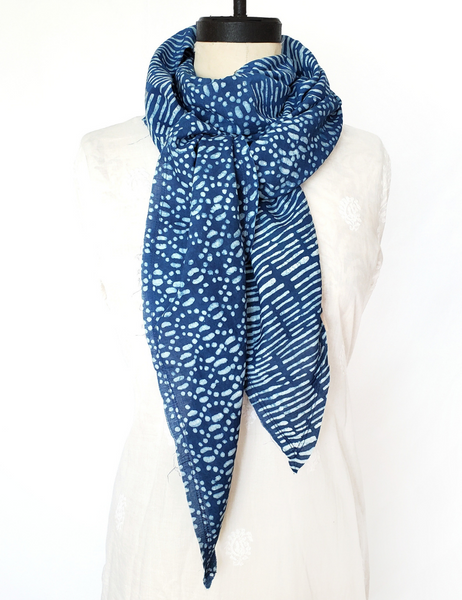 Bias Scarf in INDIGO MONSOON resist print