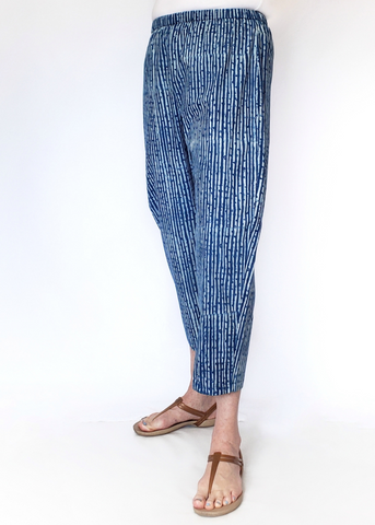 Sale price Vichy Pant in Indigo and White Danda Stripe print cotton