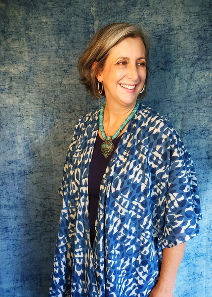 Playa Kimono in Indigo Blue Basalt print