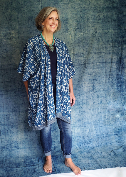 Playa Kimono in Indigo Blue Basalt print