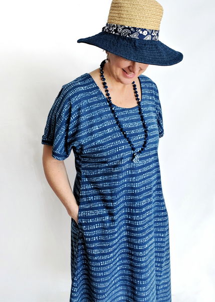 Sale price Doll Dress in Indigo and White, Wide Stripe print