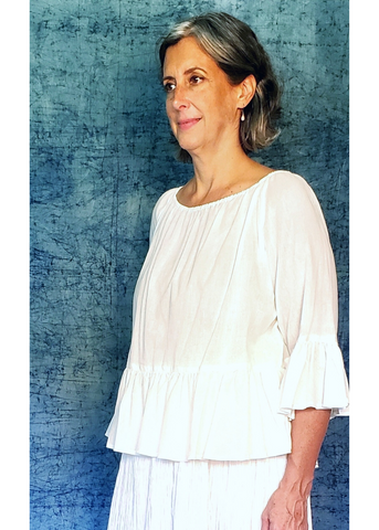 Sale price Carmen Top in Solid WHITE cotton