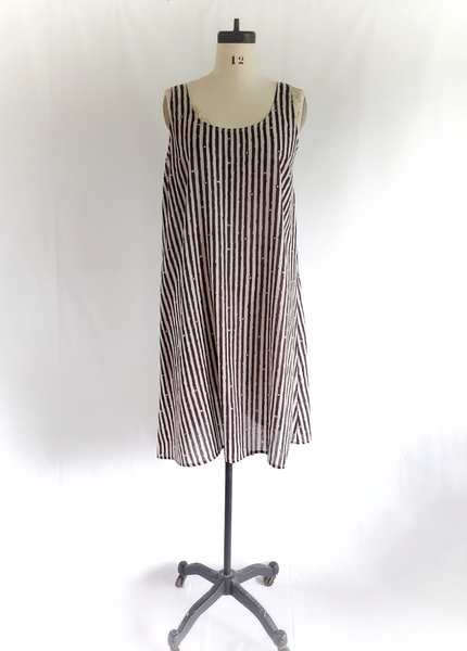 Sale price Gigi Dress in Ecru-Espresso Danda Stripe print