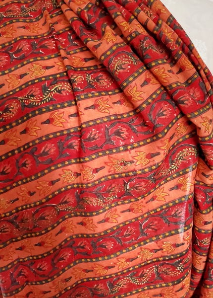 HAND BLOCK PRINTED DUPATTA STOLE MUGHAL STRIPE PRINT CH-43