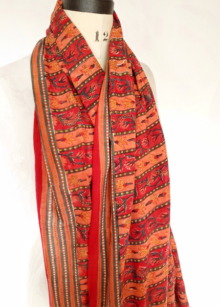 HAND BLOCK PRINTED DUPATTA STOLE MUGHAL STRIPE PRINT CH-43