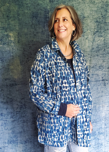 Sale Price ELENA SHIRT IN INDIGO BASALT double resist print