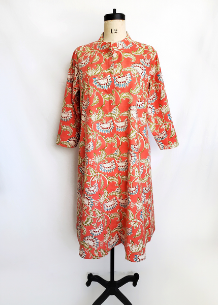 ISABELLA DRESS in Jenny Coral  Print