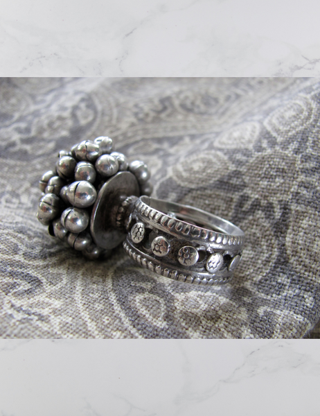 VINTAGE SILVER RING Berry ball SP-03
