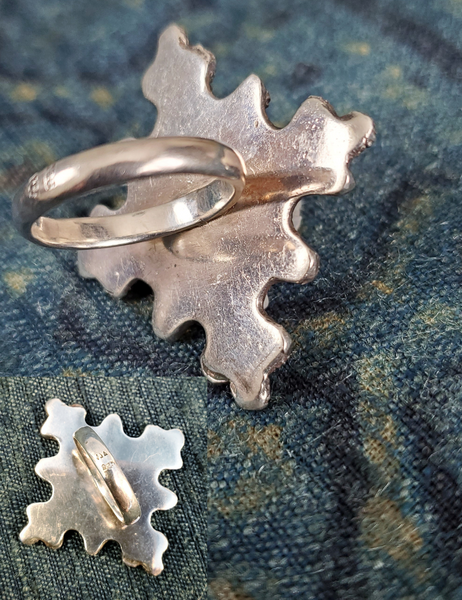 VINTAGE SILVER TRIBAL DIAMOND SHAPED RING - SP-17