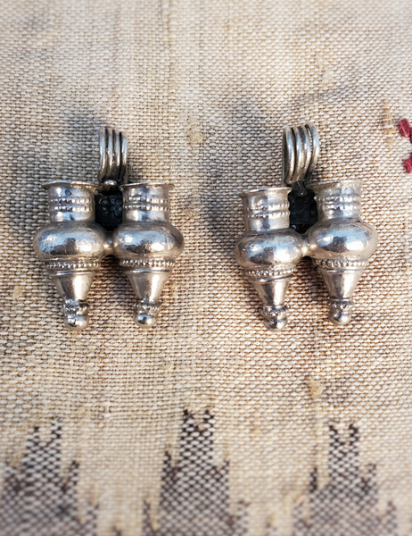 VINTAGE TRIBAL SILVER LOTA SHAPED PENDANT/EARRINGS - SP - 24